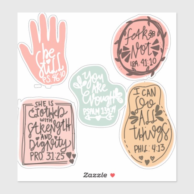 5 Inspiring Bible Quotes Handwriting Doodles  Sticker (Sheet)