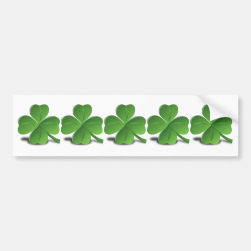 5 Irish Shamrocks in a Row Ireland  Plain Simple Bumper Sticker