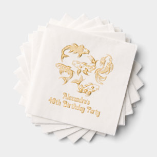 5 Koi Fish Karp Any Age Birthday Foil Napkins