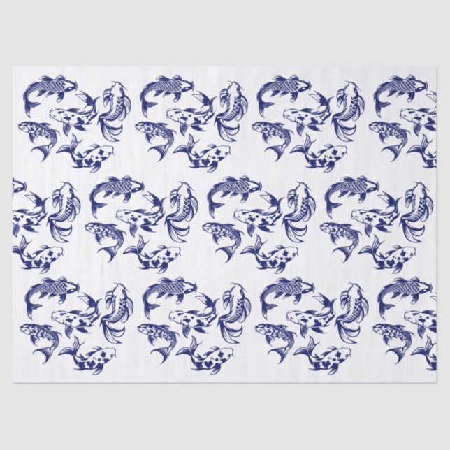 5 Koi Fish Karp DIY Colors Blue Tissue Paper (Front)