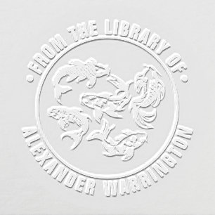 5 Koi Fish Karp Library Book Name Embosser