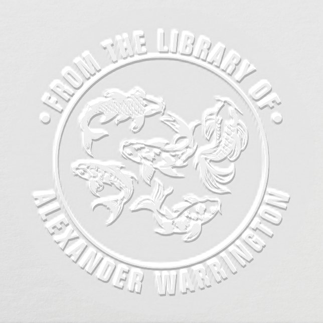 5 Koi Fish Karp Library Book Name Embosser (Design)