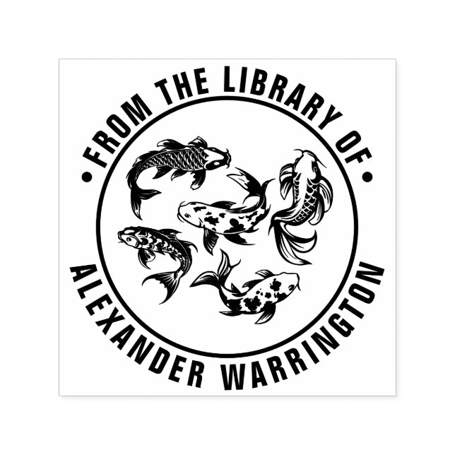 5 Koi Fish Karp Library Book Name Self-inking Stamp (Design)