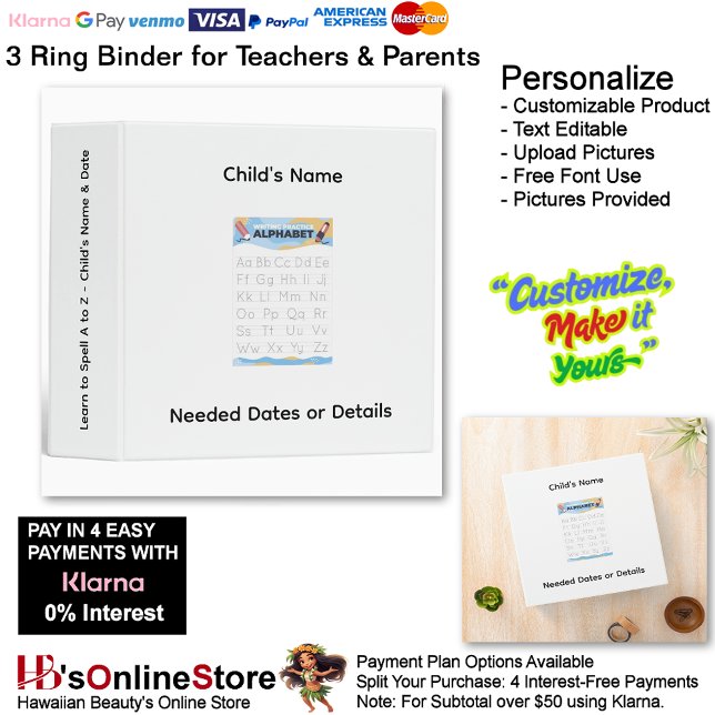 5 Learn To Spell A to Z Child's Name Date Teacher  3 Ring Binder (5 Learn To Spell A to Z Child's Name Date Teacher 3 Ring Binder.)