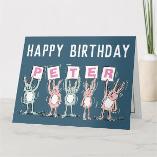 5 Letter Name Happy Birthday Rabbits Card
