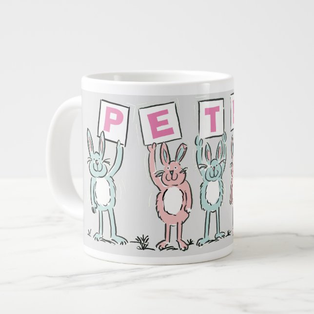 5 Letter Name With Fun Rabbits Giant Coffee Mug (Front Left)