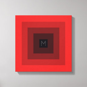 5-Level Red Inverted Pyramid Initial Personalized Canvas Print