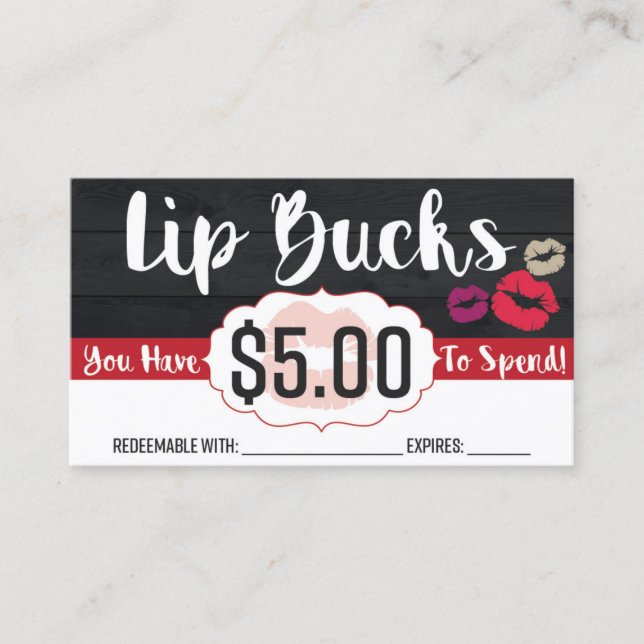 $5 Lip Bucks Discount Card (Front)