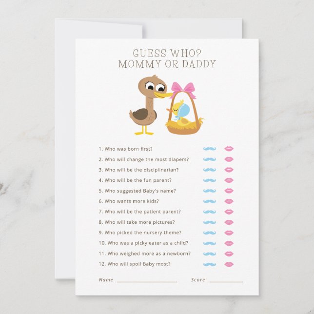 5 Little Ducks | Guess Who Mommy or Daddy? Invitation (Front)
