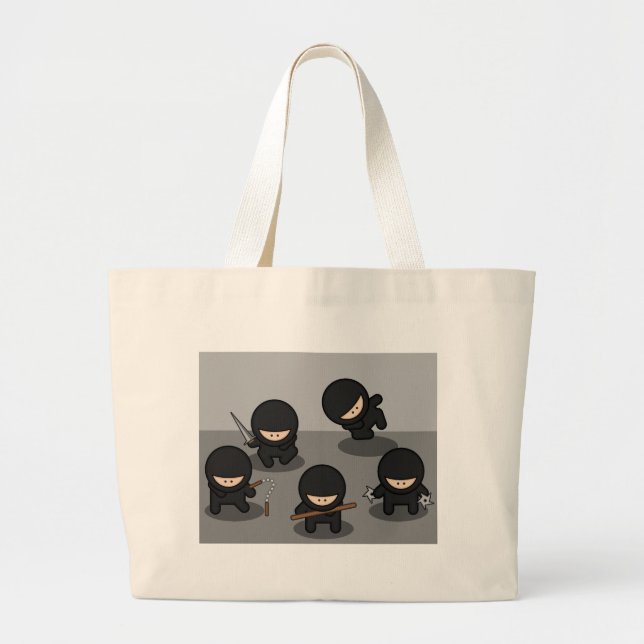 5 Little ninjas Large Tote Bag (Front)