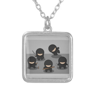 5 Little ninjas Silver Plated Necklace