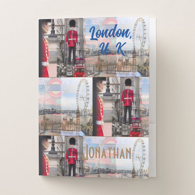 5 "London UK" Travel Pocket Folders (Front)