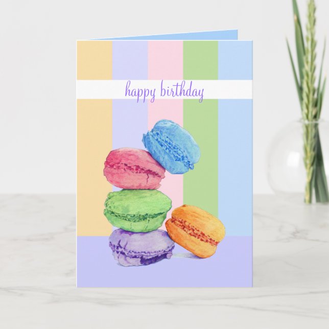 5 Macarons stripes Birthday Card (Front)