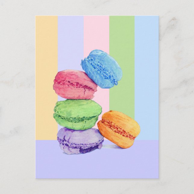 5 Macarons stripes Postcard (Front)