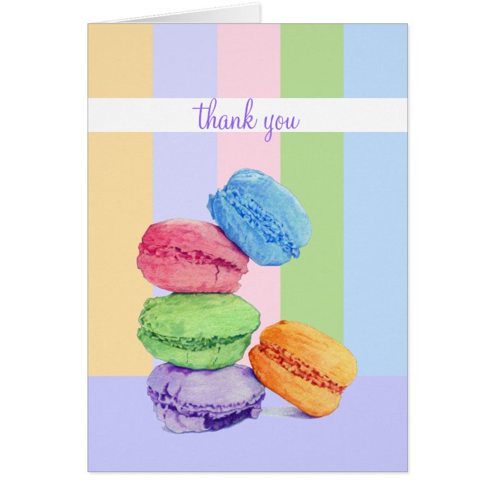 5 Macarons stripes Thank You Note Card