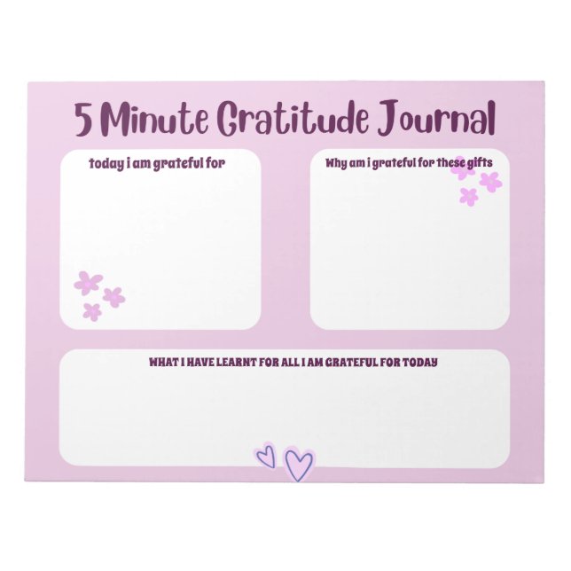 5 minute gratitude journal  notepad (Front)