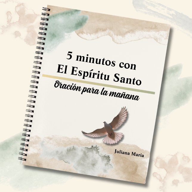 "5 Minutos con el Espíritu Santo" Prayer Journal (Personalized prayer journal, 5 minutes with the Holy Spirit, prayers for the morning)