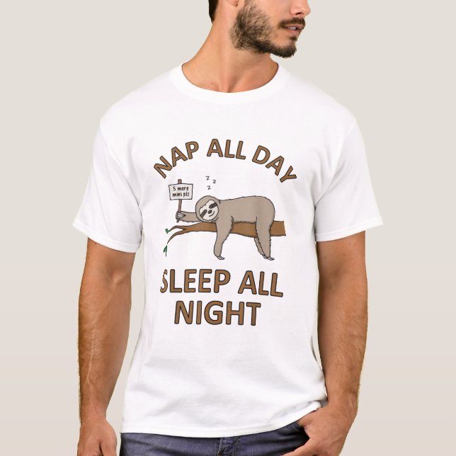 5 More Mins Funny Sloth Shirt Sleep Napping Cute T (Front)