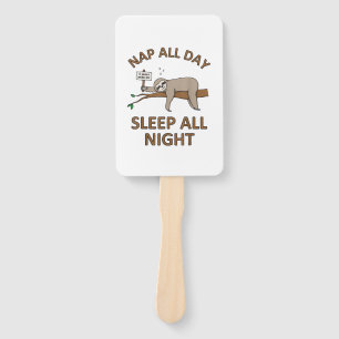 5 More Mins Funny Sloth Shirt Sleep Napping Cute T Hand Fan