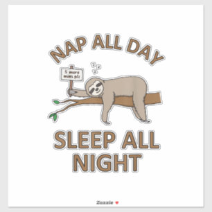 5 More Mins Funny Sloth Shirt Sleep Napping Cute T Sticker