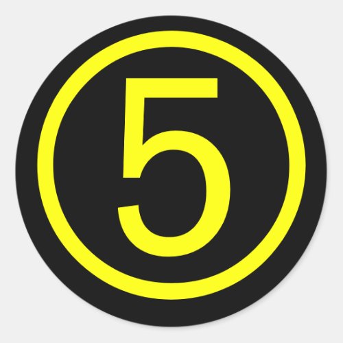 5 _ number five classic round sticker