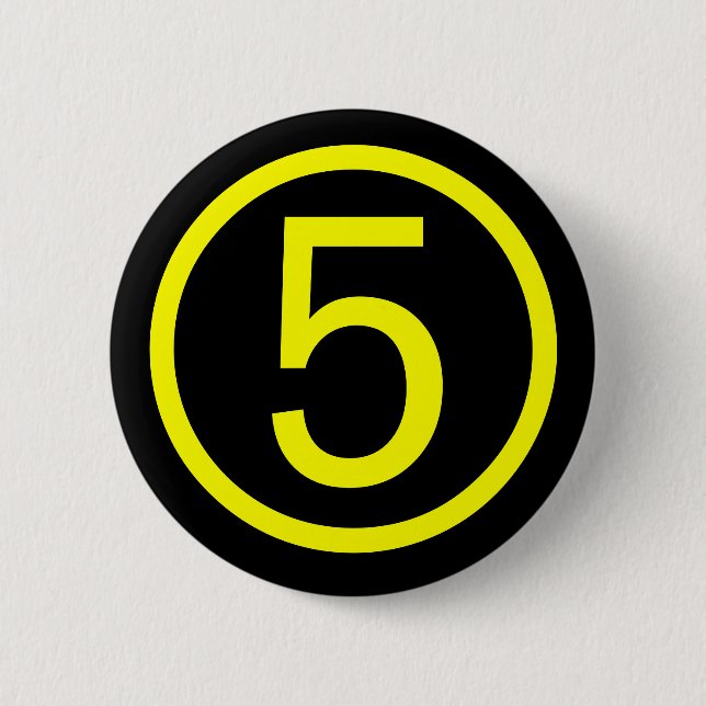 5 - number five pinback button (Front)