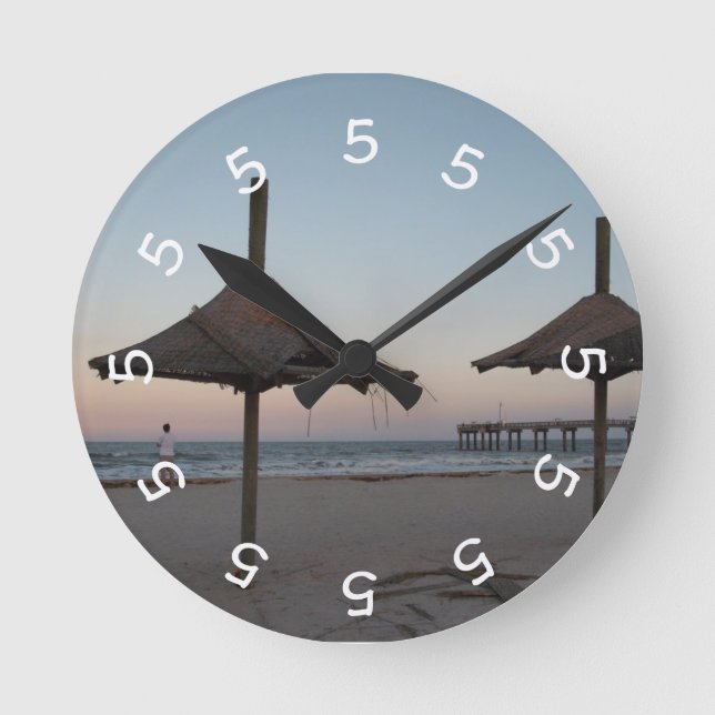 5 o'clock Beach Theme Wall Clock (Front)