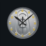 5 O'Clock Beer Round Clock<br><div class="desc">Very funny custom design. The brushed metal look is so realistic that it's nearly impossible to tell that it's a digital graphic special effect.</div>