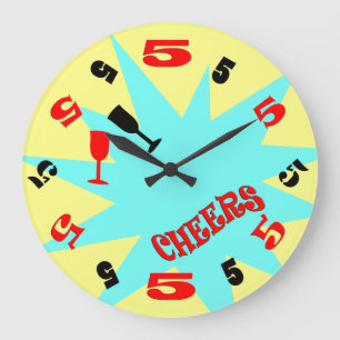 5 O'Clock Cheers Wall Clock (blue and yellow)