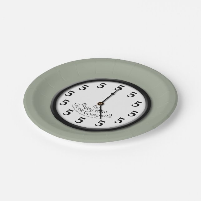 5 O'Clock Clock Paper Plates (Angled)