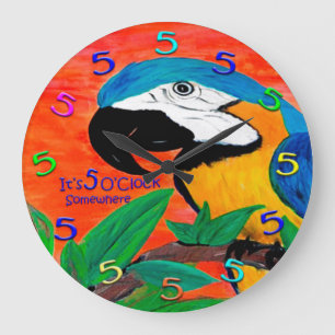 5 oclock parrot wall clock