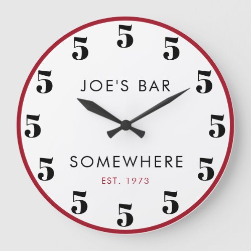 5 Oclock Somewhere Custom Bar Happy Hour Large Clock