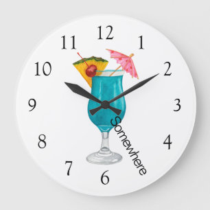 5 O'Clock Somewhere Tropical Drink Large Clock