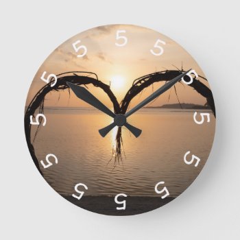 5 O'clock Sunset Photo Wall Clock by RossiCards at Zazzle