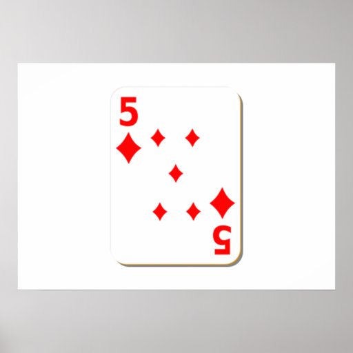 5 of Diamonds Playing Card Poster | Zazzle