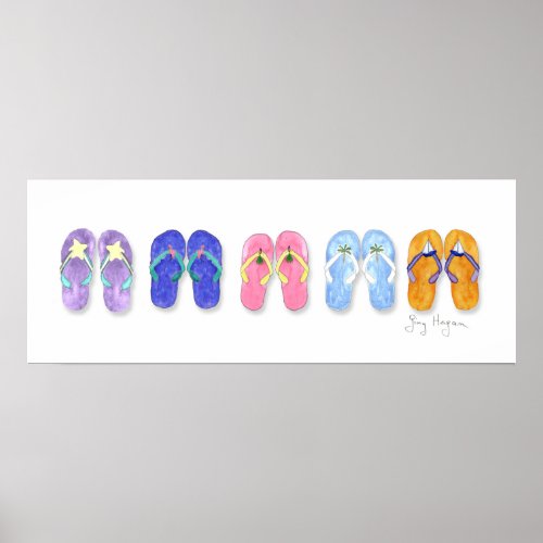 5 Pairs of Flip_Flops Posters  Prints