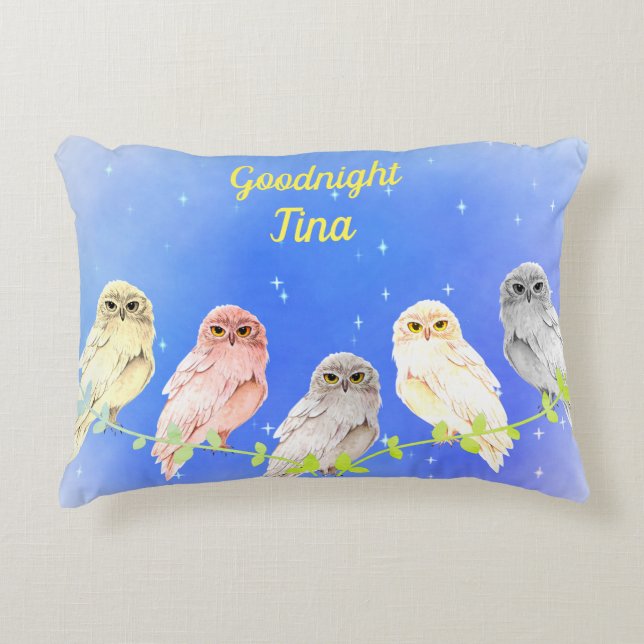 5 Pastel colored owls Accent Pillow (Front)