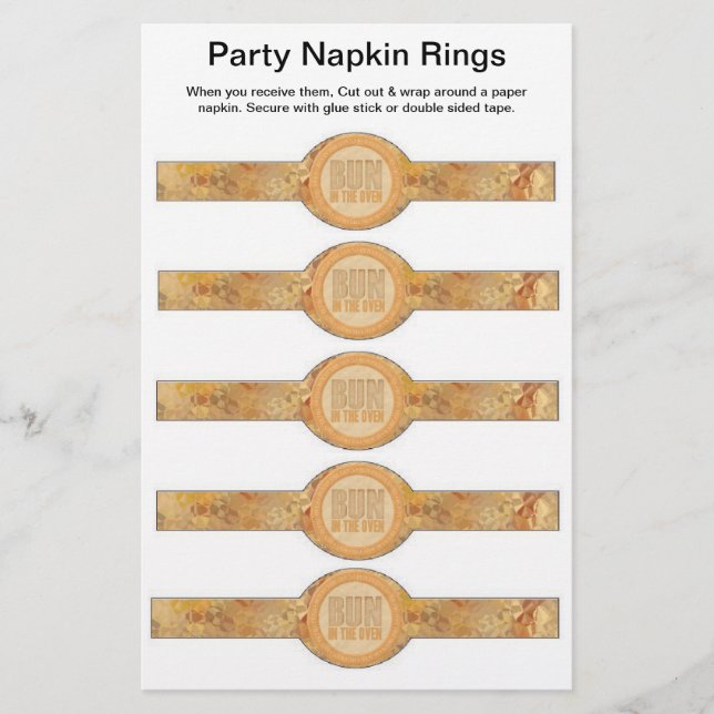 5 per sheet Baby Shower Paper Napkin Rings (Front)