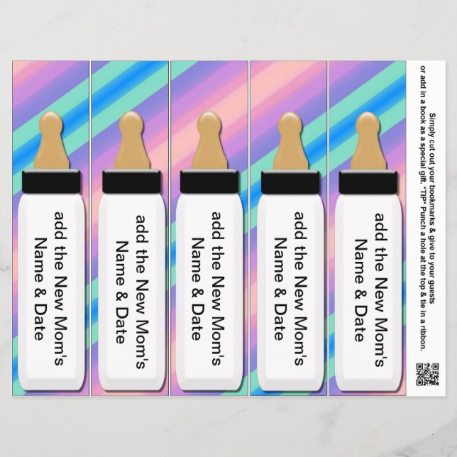 5 per Sheet Bookmark Favors for Baby Showers Party (Front)