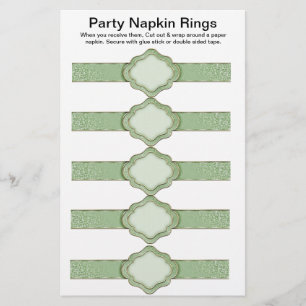 5 per sheet Green Ribbon Paper Napkin Rings
