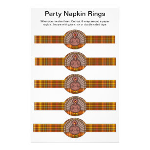 5 per sheet Thanksgiving Turkey Paper Napkin Rings