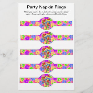 5 per sheet TROPICAL Birthday Paper Napkin Rings