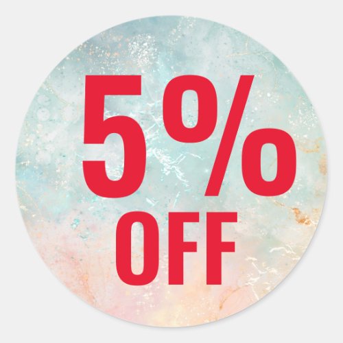5 Percent Off stickers for store sales promotions