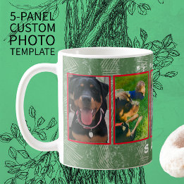 5-photo 2-text personalize Holiday Pet, Family Pix Coffee Mug