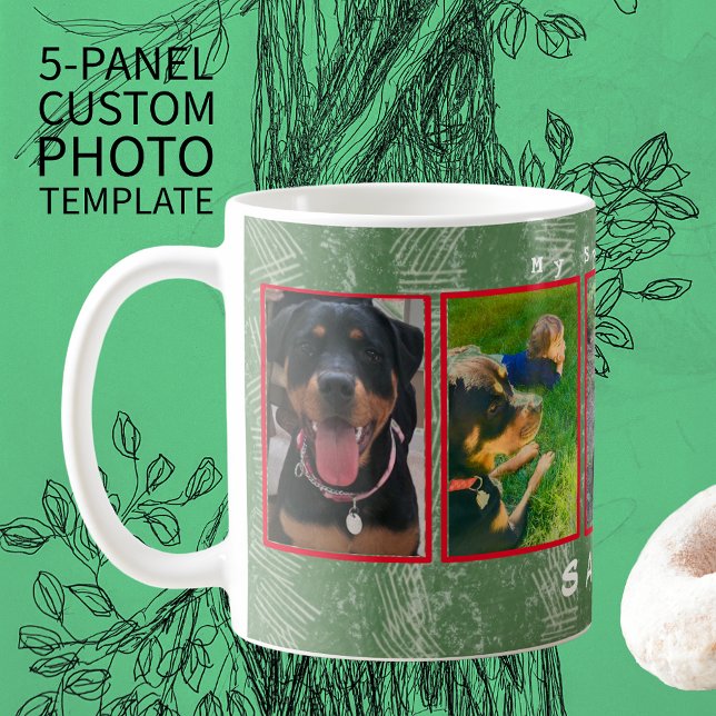 5-photo 2-text personalize Holiday Pet, Family Pix Coffee Mug (Creator Uploaded)
