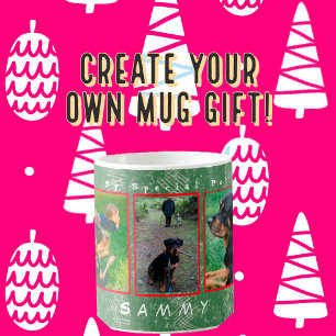 5-photo 2-text personalize Holiday Pet, Family Pix Coffee Mug