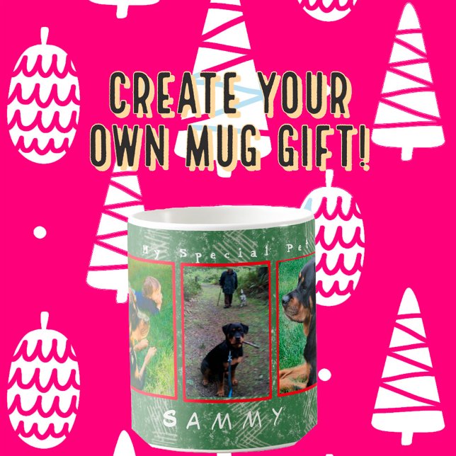 5-photo 2-text personalize Holiday Pet, Family Pix Coffee Mug (Creator Uploaded)