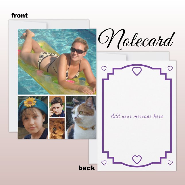 5 photo add message purple text flat note card (Creator Uploaded)