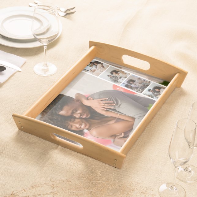 5 Photo Booth Modern Personalized Serving Tray (Front)