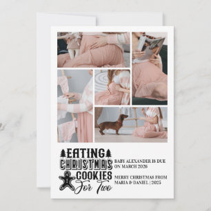 5 Photo Christmas Cookies for 2 Pregnancy  Holiday Card